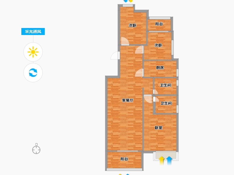 河南省-郑州市-民安尚郡户型建面128m2-102.40-户型库-采光通风