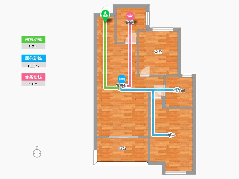 河南省-郑州市-民安尚郡建面82m2-65.60-户型库-动静线