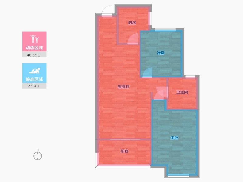 河南省-郑州市-民安尚郡建面82m2-65.60-户型库-动静分区