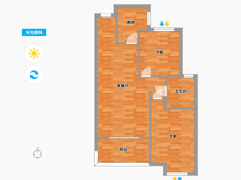 河南省-郑州市-民安尚郡建面82m2-65.60-户型库-采光通风