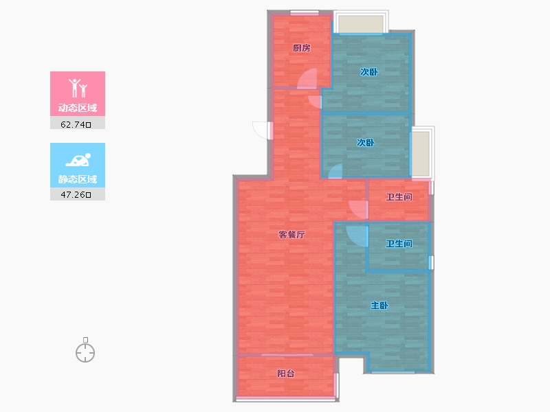 河南省-郑州市-民安尚郡建面126m2-100.80-户型库-动静分区