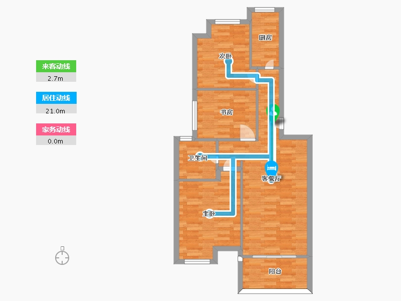 河南省-郑州市-民安尚郡建面88m2-70.40-户型库-动静线