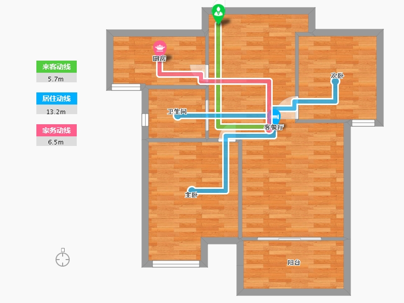 河南省-郑州市-民安尚郡建面85m2-68.00-户型库-动静线