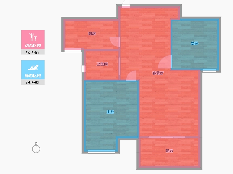 河南省-郑州市-民安尚郡建面85m2-68.00-户型库-动静分区