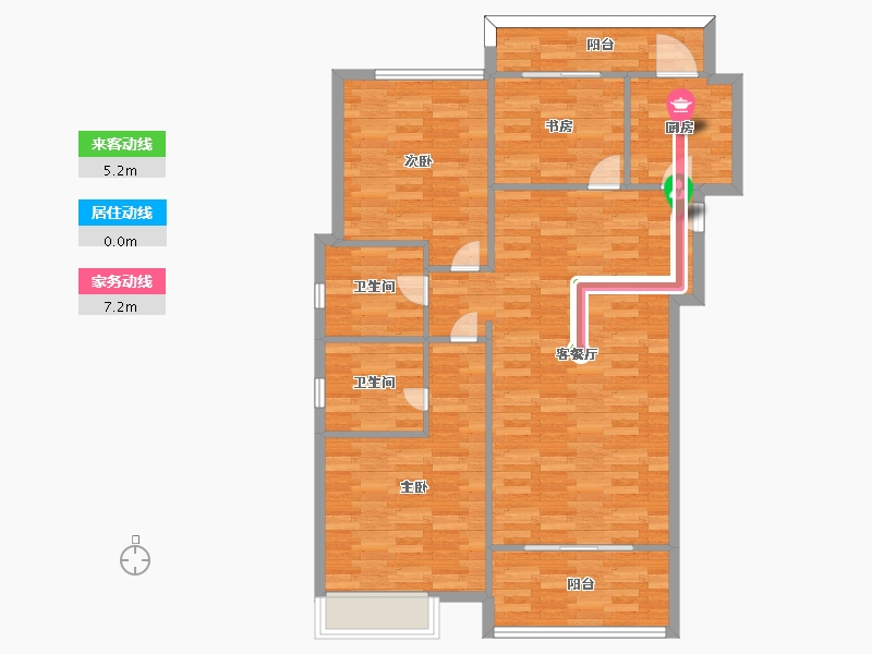 河南省-郑州市-民安尚郡建面123m2-98.40-户型库-动静线