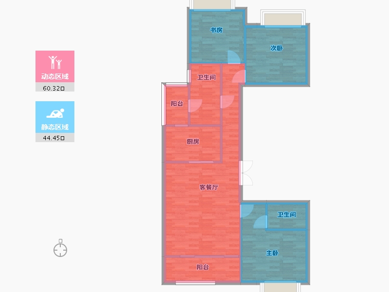 四川省-成都市-金沙城云津观棠7号楼,8号楼,9号楼A户型125m²-95.23-户型库-动静分区