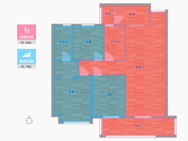 四川省-成都市-五津望江名门4，5，6，7号楼D户型121m²-97.01-户型库-动静分区