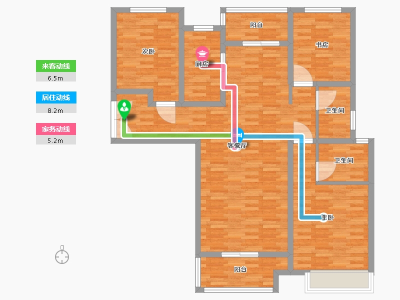 河南省-郑州市-中晟啟福城建面133m2-106.41-户型库-动静线