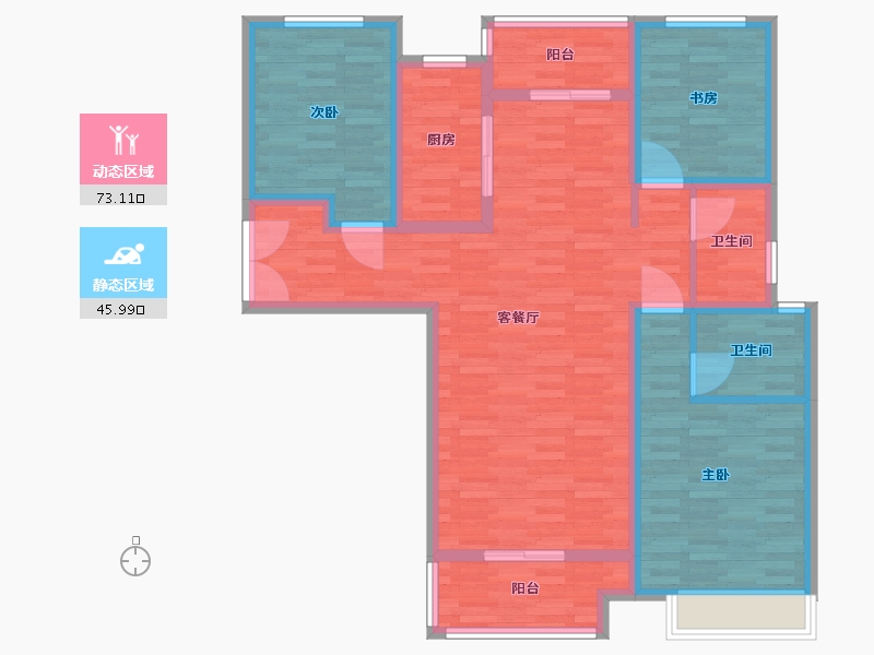 河南省-郑州市-中晟啟福城建面133m2-106.41-户型库-动静分区