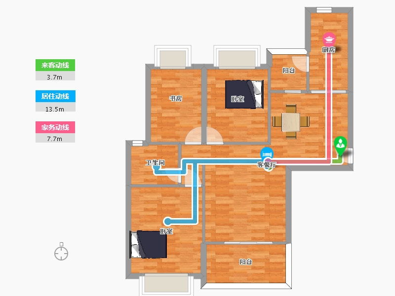 四川省-成都市-恒大牧云天峰1号楼,J8地块12号楼A3户型103m²-78.51-户型库-动静线