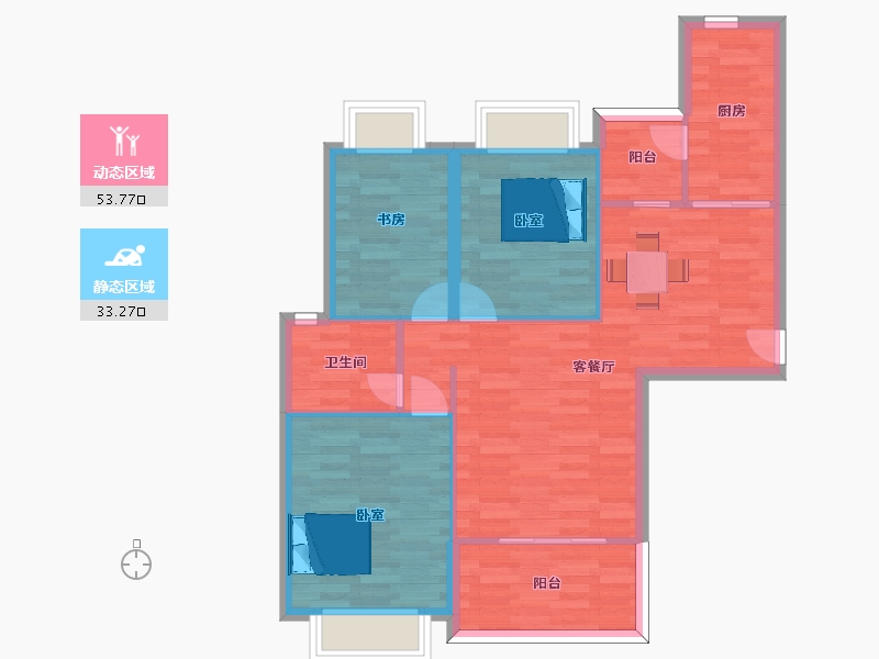 四川省-成都市-恒大牧云天峰1号楼,J8地块12号楼A3户型103m²-78.51-户型库-动静分区