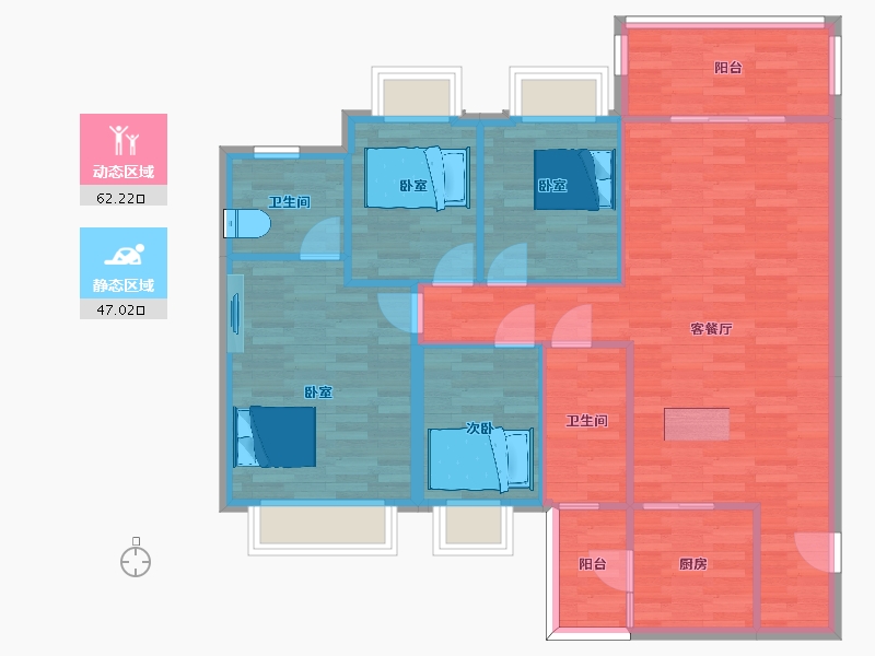 四川省-成都市-恒大牧云天峰3,4号,J8地块11号楼A4户型130m²-99.44-户型库-动静分区