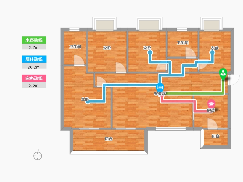 四川省-成都市-恒大牧云天峰2号楼A4户型128m²-100.75-户型库-动静线