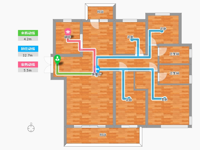 河南省-郑州市-永威西郡建面142m2-113.69-户型库-动静线