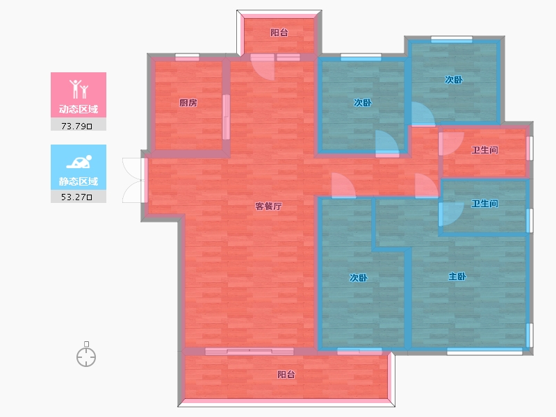 河南省-郑州市-永威西郡建面142m2-113.69-户型库-动静分区