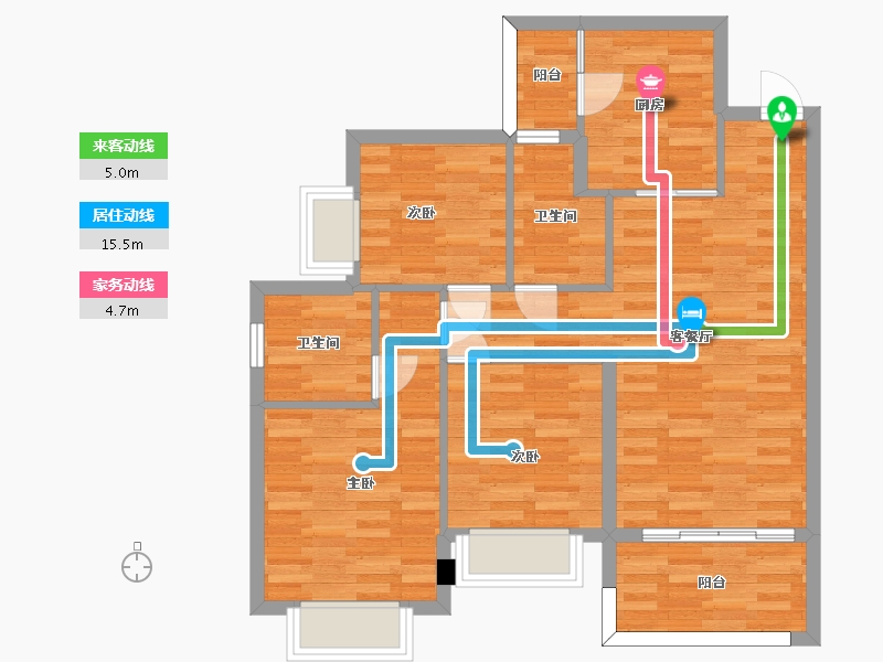 四川省-成都市-恒大牧云天峰1号楼,J8地块12号楼B3户型104m²-80.68-户型库-动静线