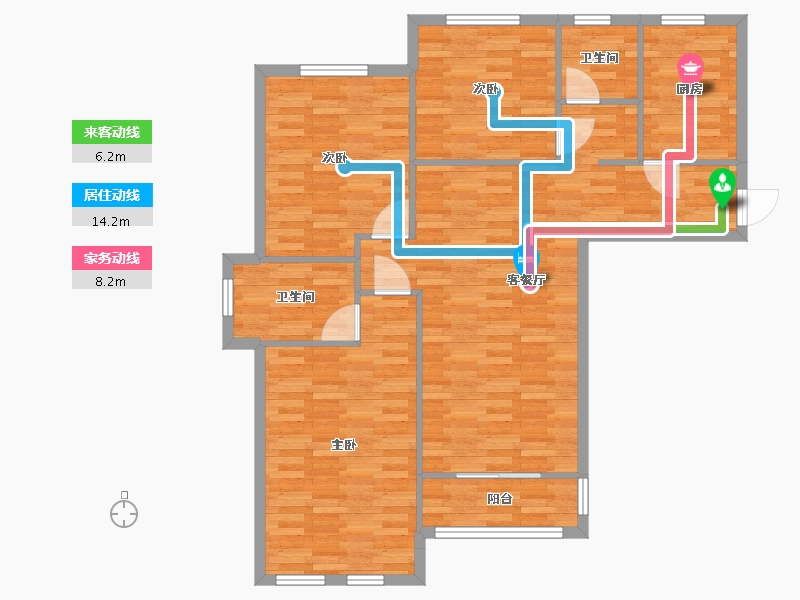 河南省-郑州市-郑地璞园建面128m2-102.50-户型库-动静线