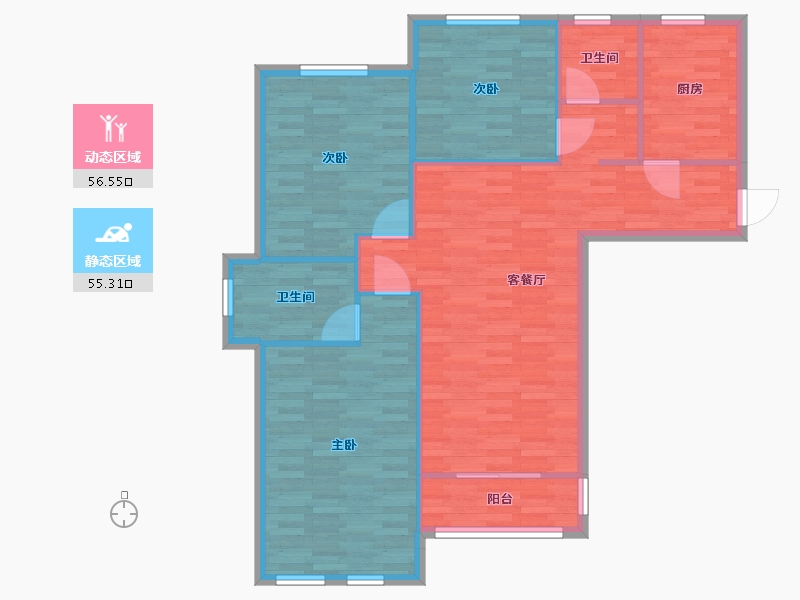 河南省-郑州市-郑地璞园建面128m2-102.50-户型库-动静分区