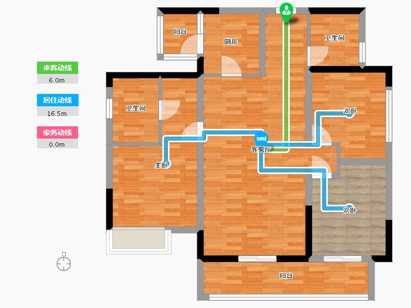 四川省-成都市-融信澜天1号楼,2号楼A3户型123m²-93.99-户型库-动静线