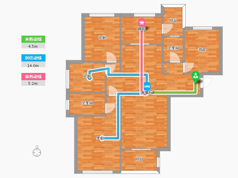 四川省-成都市-保利堂悦府7号楼,8号楼,11号楼B2户型115m²-100.93-户型库-动静线