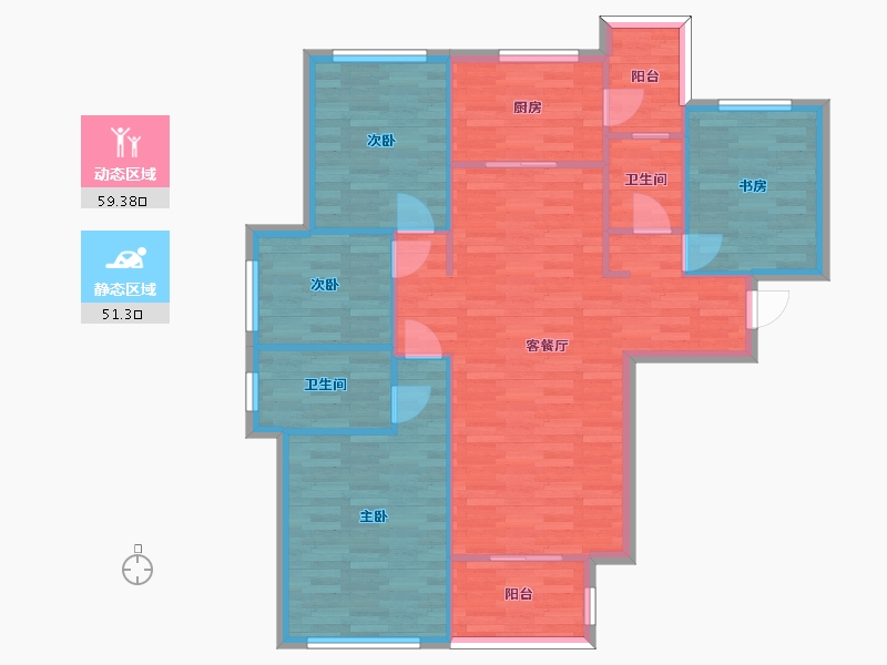 四川省-成都市-保利堂悦府7号楼,8号楼,11号楼B2户型115m²-100.93-户型库-动静分区