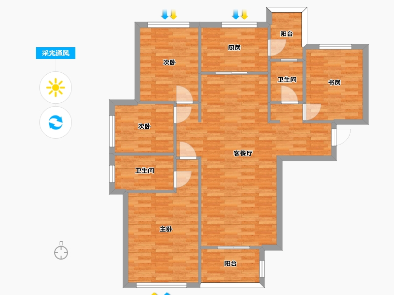 四川省-成都市-保利堂悦府7号楼,8号楼,11号楼B2户型115m²-100.93-户型库-采光通风