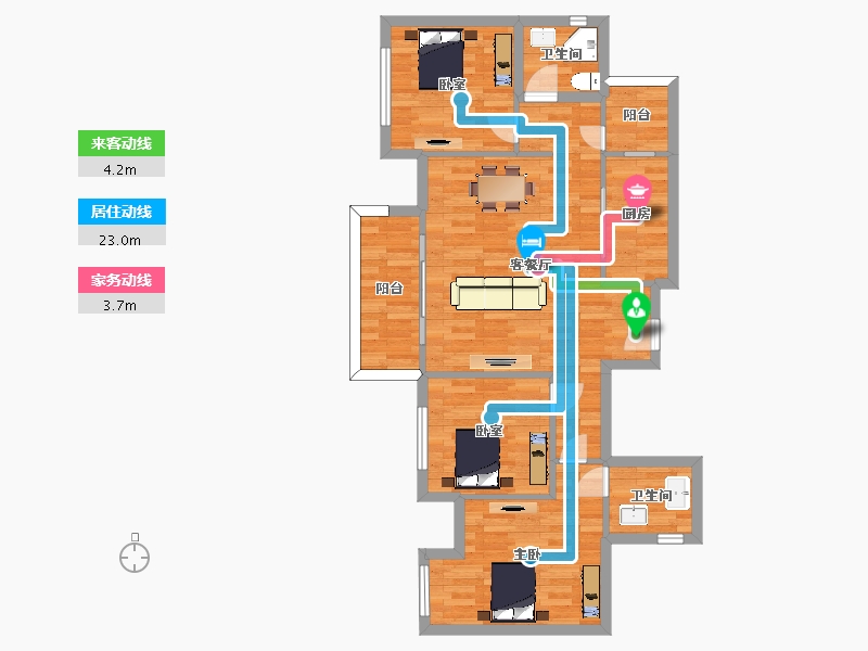 四川省-成都市-中交牧山美庐1号楼,10号楼A1户型107m²-85.58-户型库-动静线