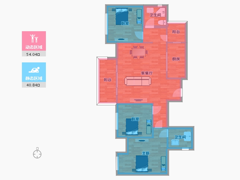 四川省-成都市-中交牧山美庐1号楼,10号楼A1户型107m²-85.58-户型库-动静分区