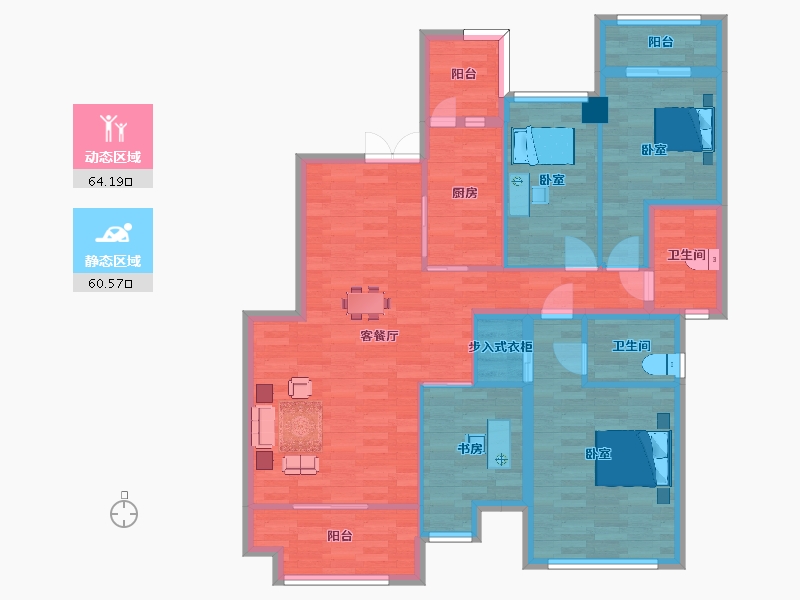 四川省-成都市-中国会馆住宅7号楼C户型140m²-111.85-户型库-动静分区