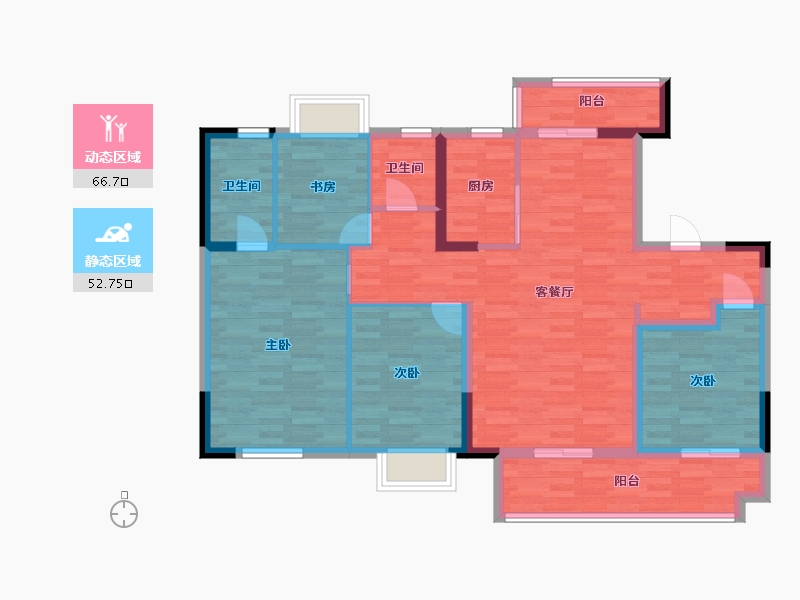 四川省-成都市-世茂璀璨里4栋,7号楼C户型134m²-107.01-户型库-动静分区