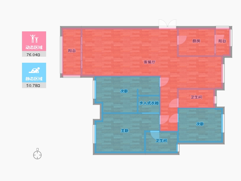 四川省-成都市-五津望江名门4，5，6，7号楼C户型144m²-116.54-户型库-动静分区