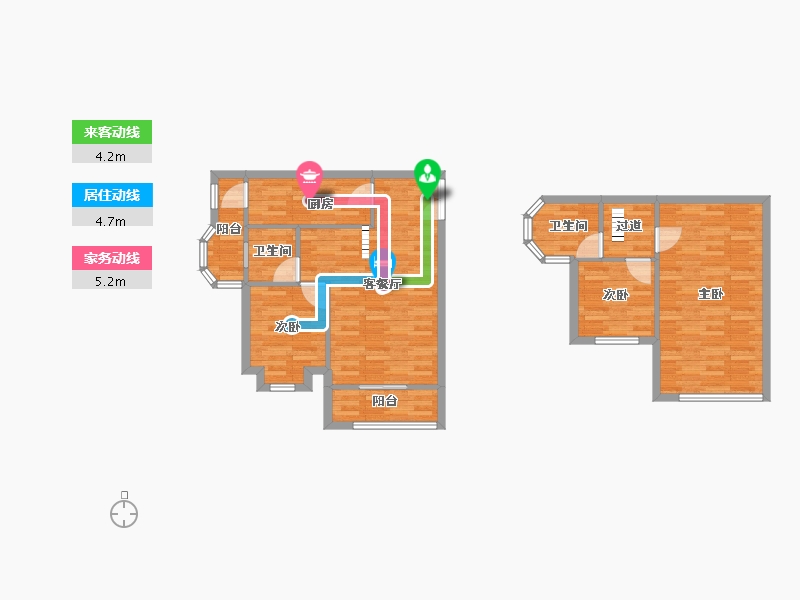 重庆-重庆市-俊峰香格里拉53栋,58栋,59栋套内86m²-85.13-户型库-动静线