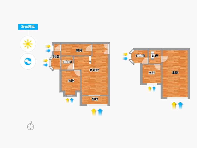 重庆-重庆市-俊峰香格里拉53栋,58栋,59栋套内86m²-85.13-户型库-采光通风