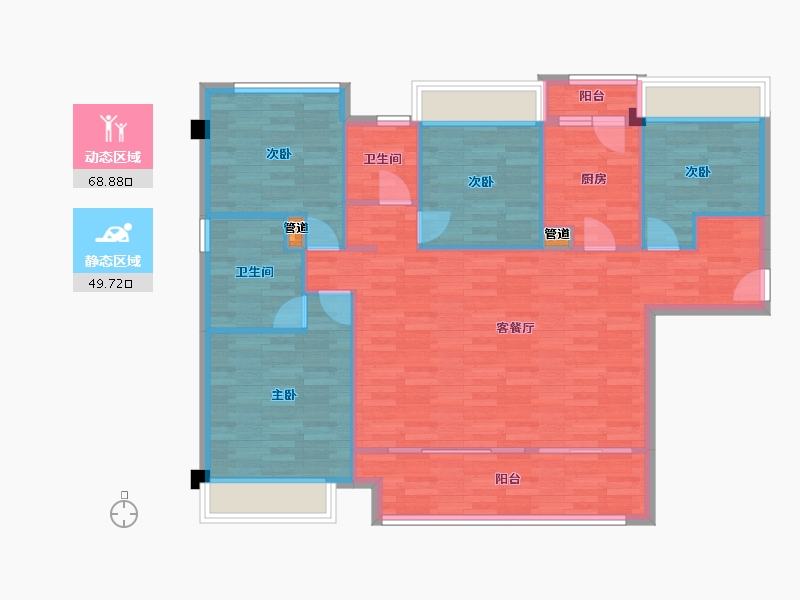 重庆-重庆市-蓝光公园华府套内110m²-108.93-户型库-动静分区