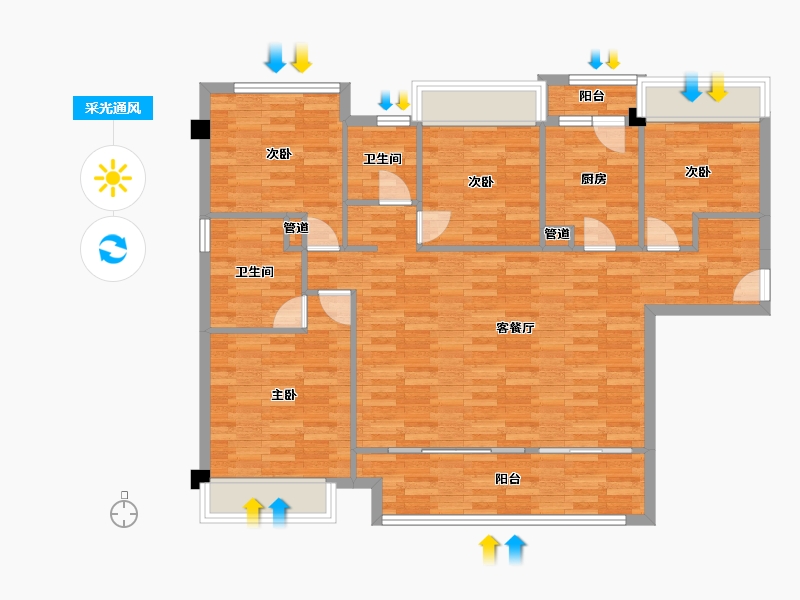 重庆-重庆市-蓝光公园华府套内110m²-108.93-户型库-采光通风