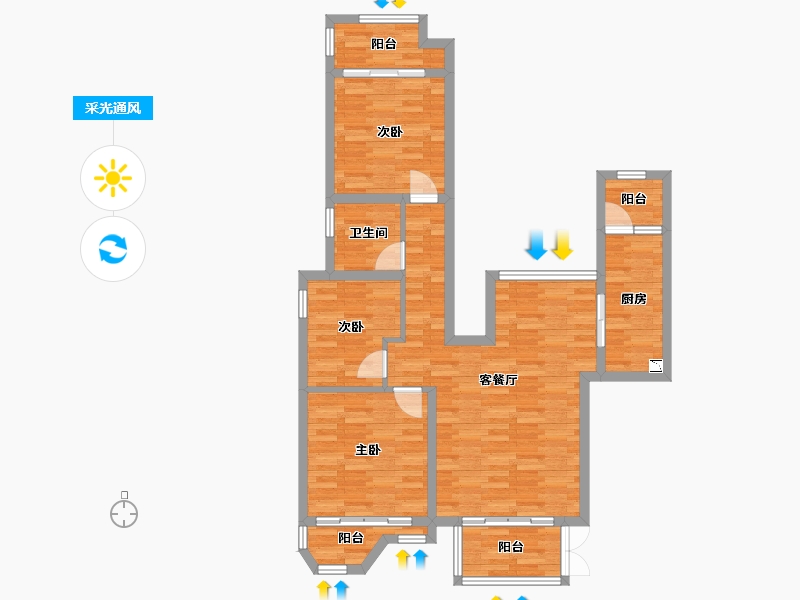 重庆-重庆市-俊峰香格里拉61栋套内87m²-86.99-户型库-采光通风