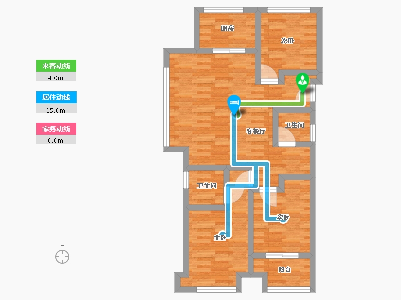 浙江省-杭州市-湖景居90m2-67.00-户型库-动静线