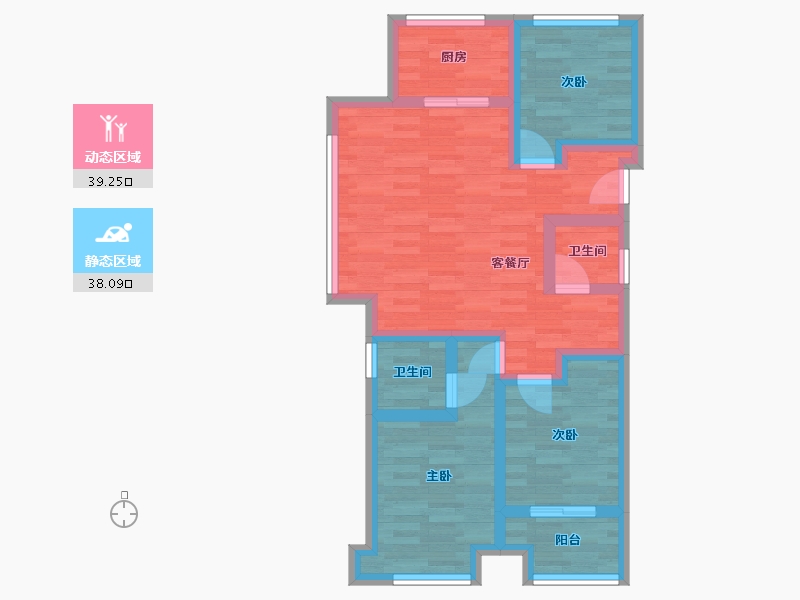 浙江省-杭州市-湖景居90m2-67.00-户型库-动静分区