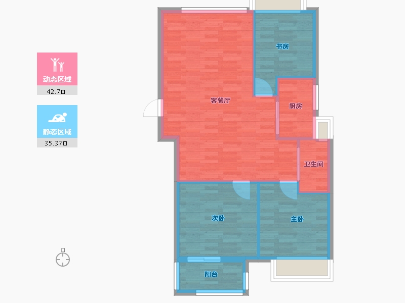 浙江省-杭州市-湖景居89m2-71.21-户型库-动静分区