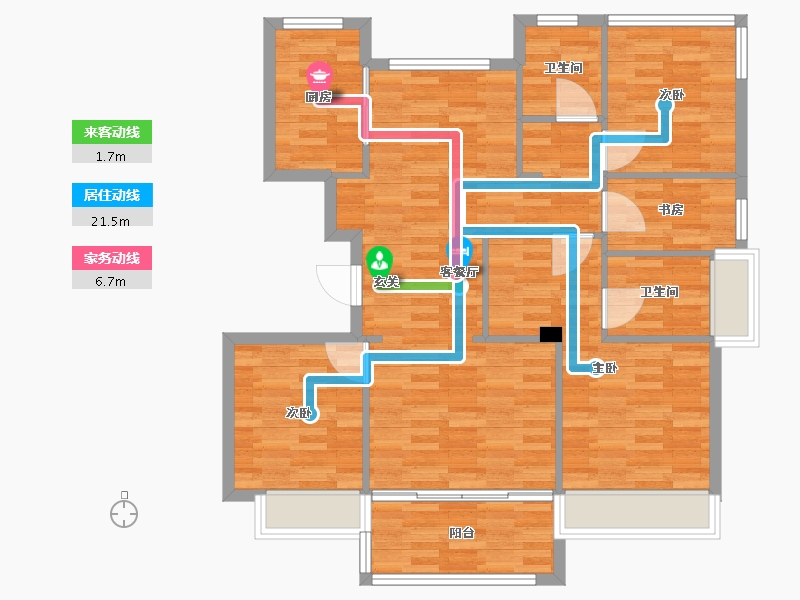 浙江省-杭州市-赞成旭辉时代悦章建面117m-95.52-户型库-动静线