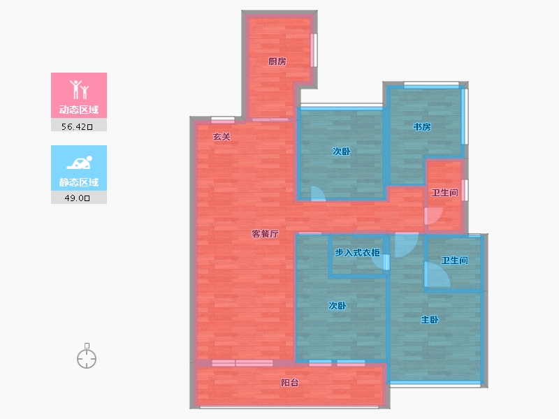 浙江省-杭州市-保利融信和光尘樾建面110m-92.59-户型库-动静分区