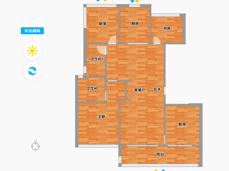 浙江省-杭州市-保利融信和光尘樾建面113m-95.14-户型库-采光通风