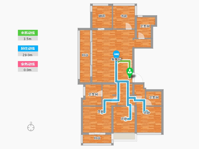 浙江省-杭州市-祥生绿都京杭府建面160m²-126.92-户型库-动静线