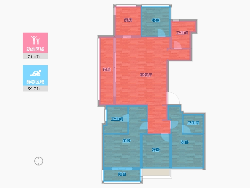 浙江省-杭州市-祥生绿都京杭府建面160m²-126.92-户型库-动静分区