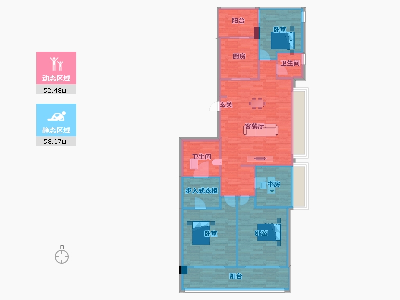 浙江省-杭州市-祥生绿都京杭府建面126m²-100.80-户型库-动静分区