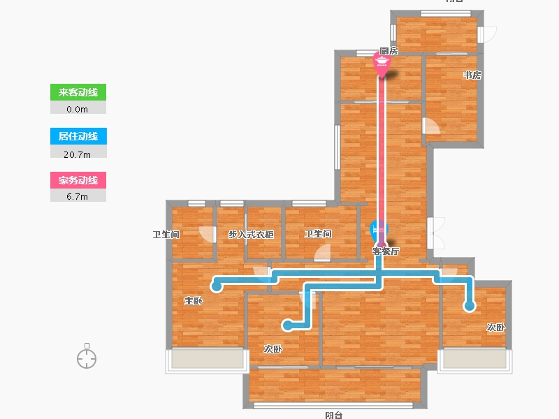 浙江省-杭州市-旭辉东原吴越府22幢139m²-111.20-户型库-动静线