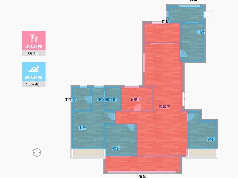 浙江省-杭州市-旭辉东原吴越府22幢139m²-111.20-户型库-动静分区