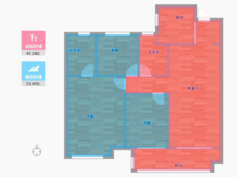 浙江省-杭州市-旭辉东原吴越府97m²-77.60-户型库-动静分区