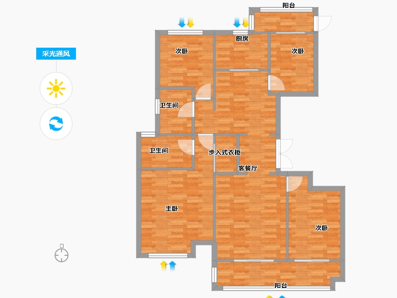 浙江省-杭州市-旭辉东原吴越府24幢129m²-103.20-户型库-采光通风