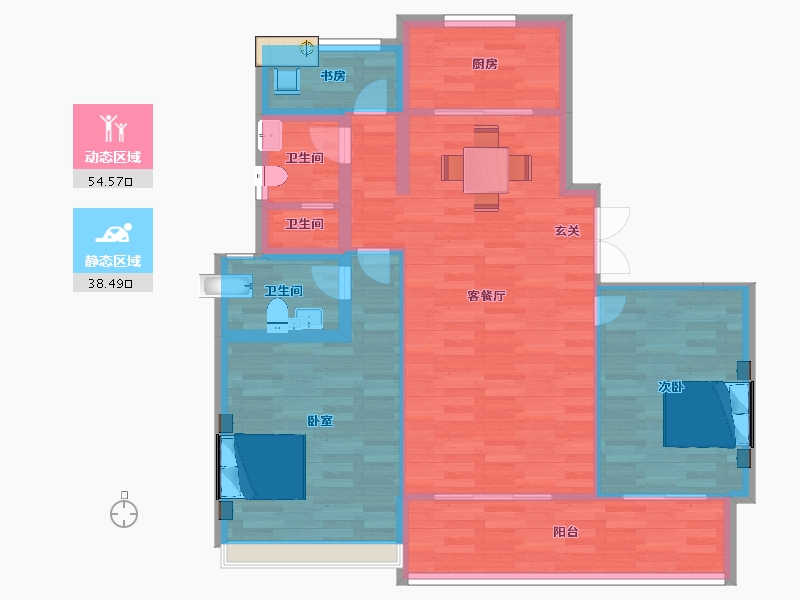 浙江省-杭州市-随塘17,18,26,27,20建105m²-84.00-户型库-动静分区